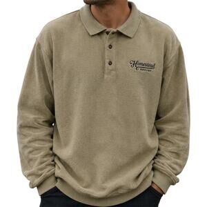 Ahead Authentics Polo Sweatshirt Homestead Golf Resort 100% Cotton Khaki Tan XL